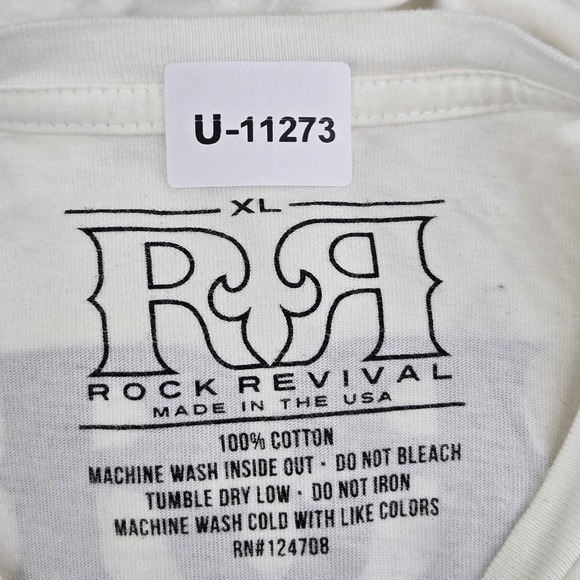 Rock Revival Men Shirt XL White Graphic Logo Short Sleeve - Picture 2 of 7
